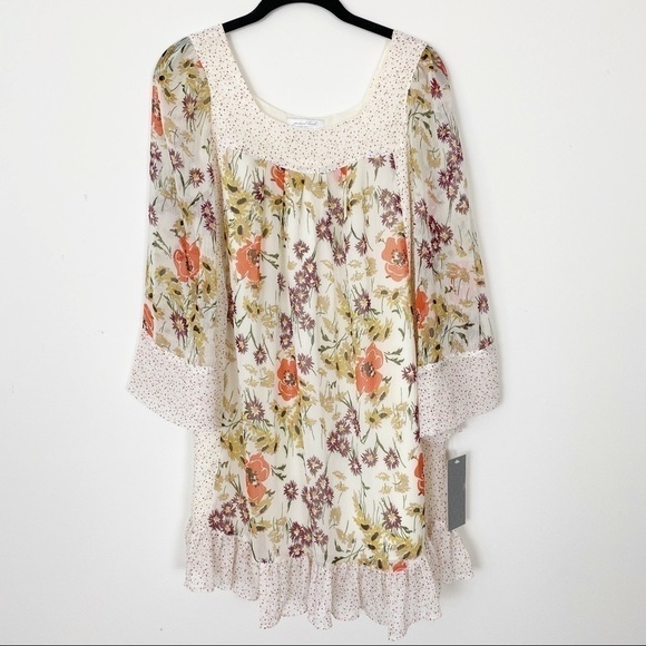 NEW NWT JAVOVICH HAWK Floral Prairie Babydoll Dress XS cottagecore casual - Picture 2 of 9